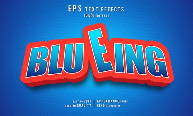 Creative blueing 3d bearbeitbare texteffekt-layer-mockup-vorlage