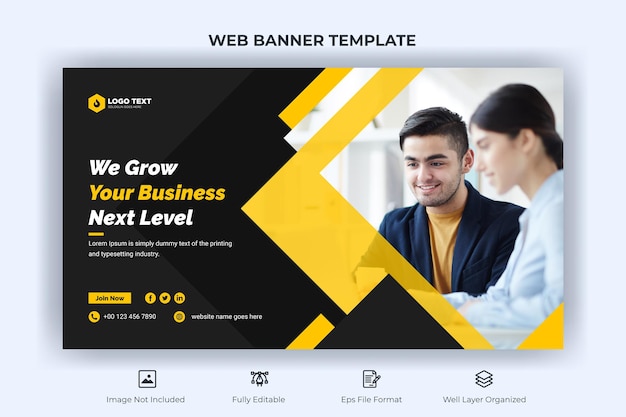 Creative Business-Webbanner und Landingpage- und YouTube-Thumbnail-Vorlage