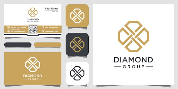 Creative diamond concept logo design vorlage und visitenkarten-design.