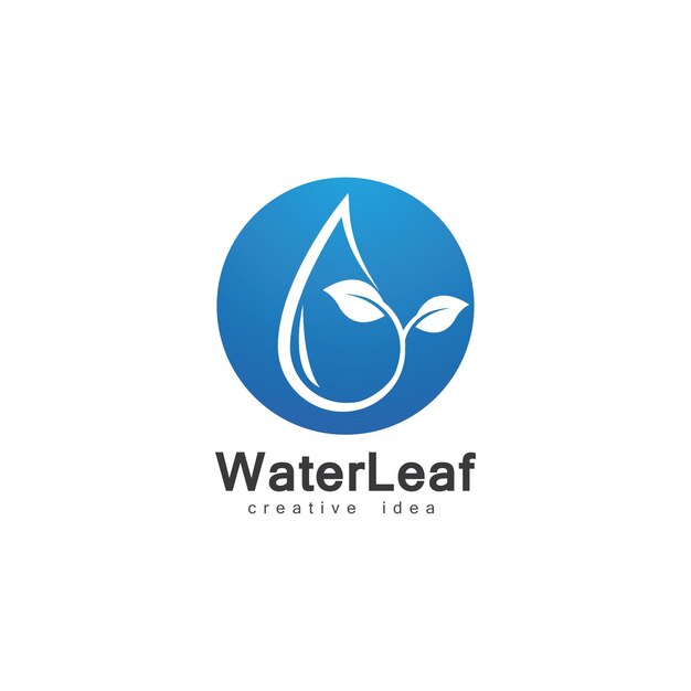 Creative drop wasser und blatt-konzept logo-design-vorlage