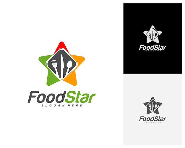 Creative food star logo design vektor restaurant food court café logo vorlage symbol symbol illustration