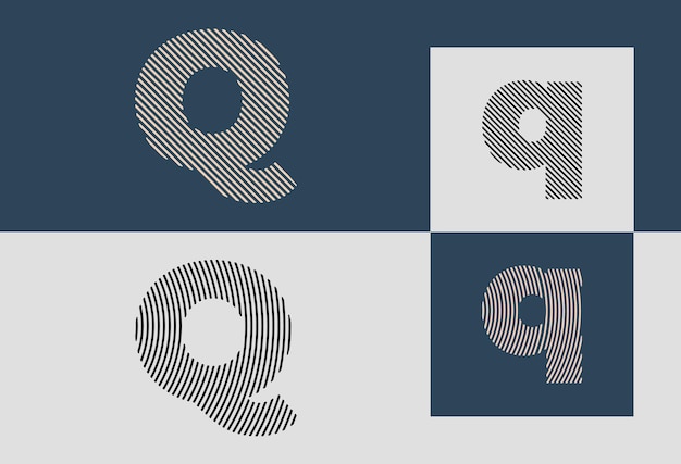 Vektor creative initial line letters q-logo-designs bundle