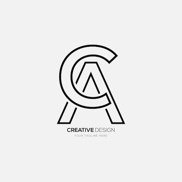 Vektor creative letter ac oder ca kreisform minimales strichgrafik-logo