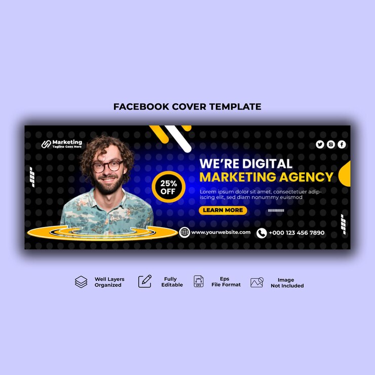 Creative-Marketing-Agentur Facebook-Cover und Web-Banner-Vorlage.