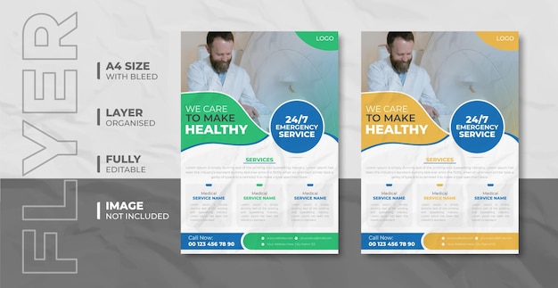 Vektor creative medical healthcare flyer oder broschüren-cover-vorlage mit stilvollem papierhintergrund