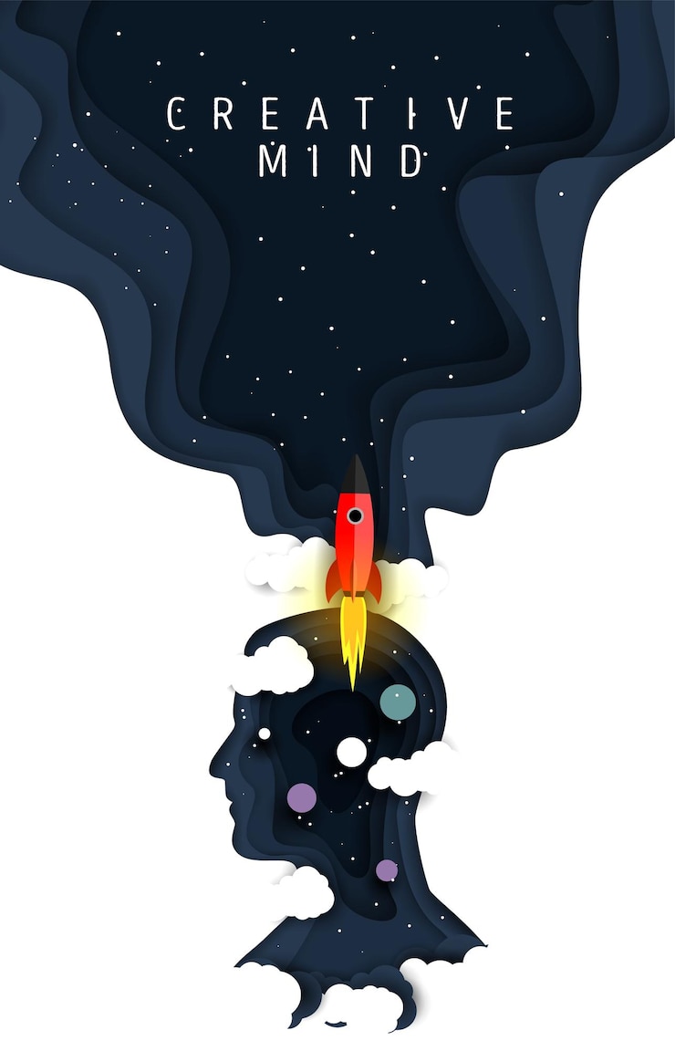 Vektor creative mind poster vektor papierschnitt illustration