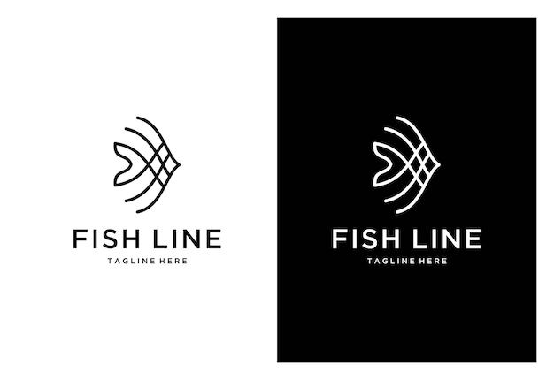 Vektor creative minimal line art logo von fischen abstraktes fischlogo