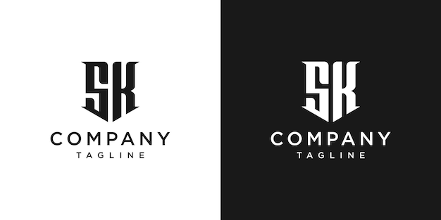 Creative vintage letter sk monogram logo design icon template weißer und schwarzer hintergrund