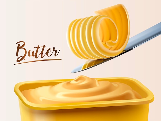 Cremiger Butterbehälter, Butter auf Messer kräuseln