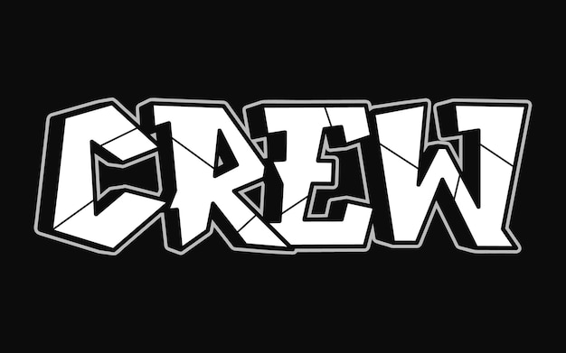 Crew-wort trippy psychedelische buchstaben im graffiti-stil