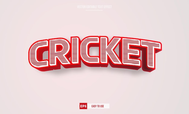 Cricket 3d bearbeitbarer vektortexteffekt