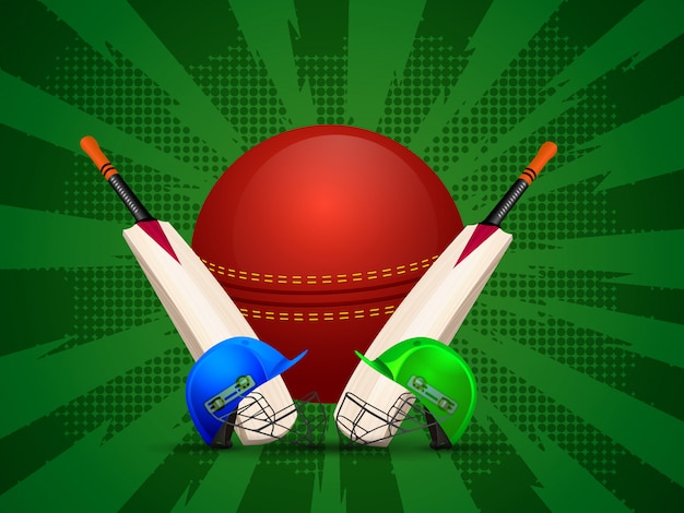 Cricket-Kleidung mit Ball und Schlägern