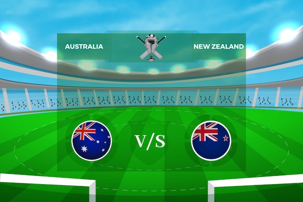 Cricket-Weltmeisterschaft 2023 der teilnehmenden Mannschaft Australien vs. Neuseeland