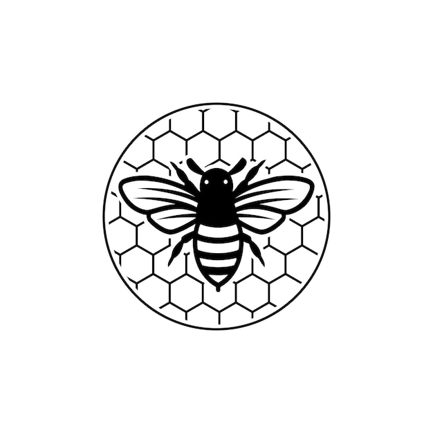 Vektor cricle bienenstock mit bienen-logo-design auf weißem hintergrund