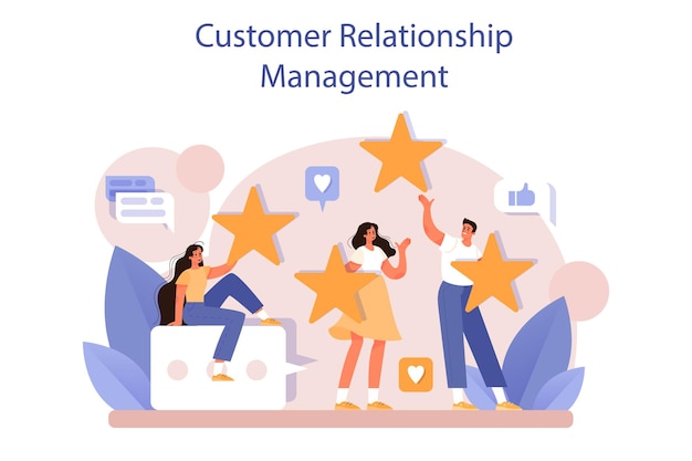 Crm- oder customer-relationship-management-konzept-set