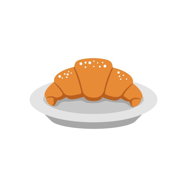 Croissant auf einem Teller in Minimal-Stil Vektorkunst