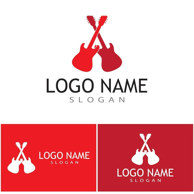 Cross-gitarren-musik-band-emblem-logo-design