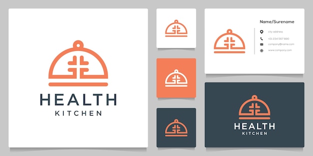 Cross medical food kitchen logo-design mit geschäftskarte