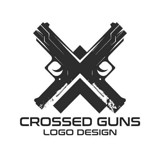 Vektor crossed guns vector-logo-design mit gekreuzten waffen