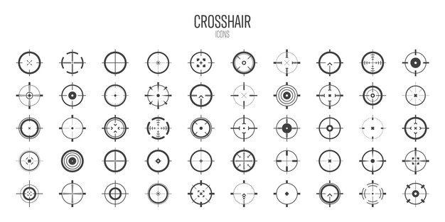 Vektor crosshair gun sight vector icons bullseye schwarzes ziel oder zielsymbol militärgewehr schießen