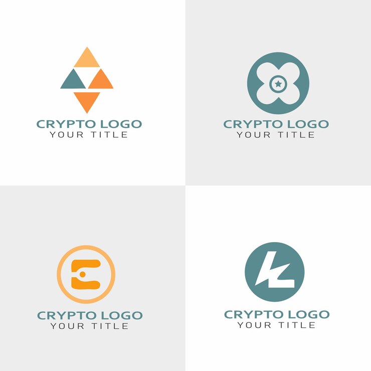Vektor crypto logo entwirft moderne geometrische ikonen für digitale währung und finanzen