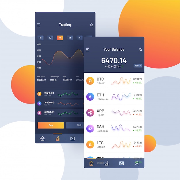 Vektor cryptocurrencies handeln mobile app.