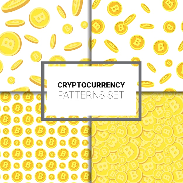 Cryptocurrency seamless patterns set