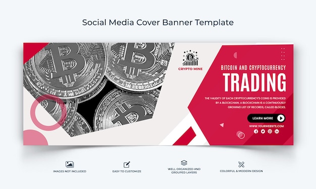 Vektor cryptocurrency social-media-facebook-cover-banner-vorlage premium-vektor