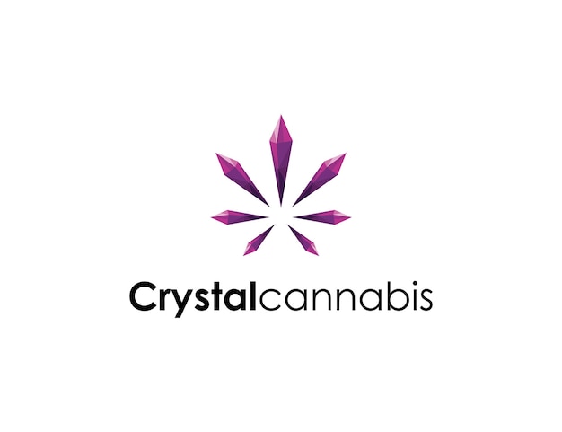 Vektor crystal cannabis 3d-logo-design