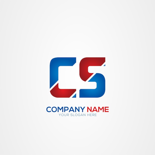 CS oder SC Creative Modern Letters Logo Design Element rot und blau