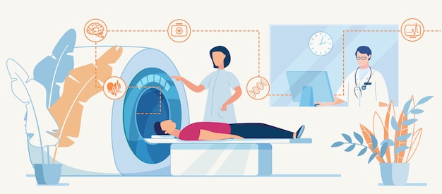 Vektor ct- oder mrt-diagnose in clinic flat