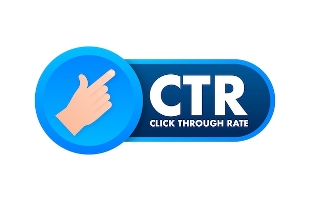 Ctr click through rate sign label handklick vektor-lagerillustration