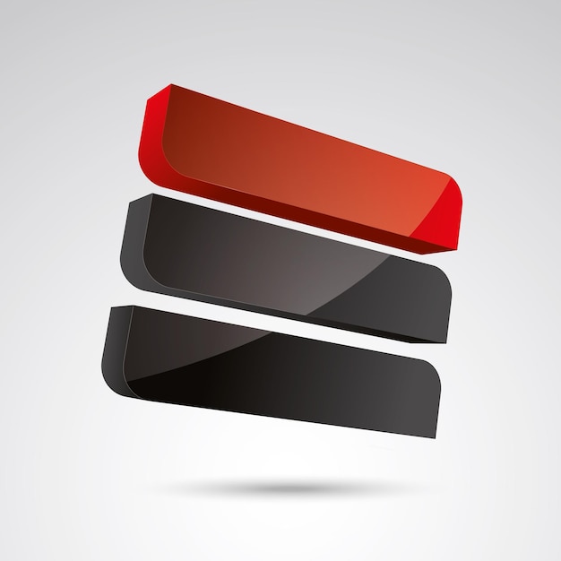 Cube Frames 3D-Vektorsymbol als Logo-Bildung in schwarzen und roten Hochglanzfarben Corporate Design Vektorillustration Eps 10 Vektordatei