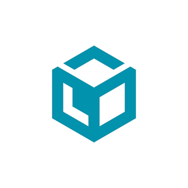 Cube-Hexagon-Logo-Design mit geometrischem Pfeilvektor