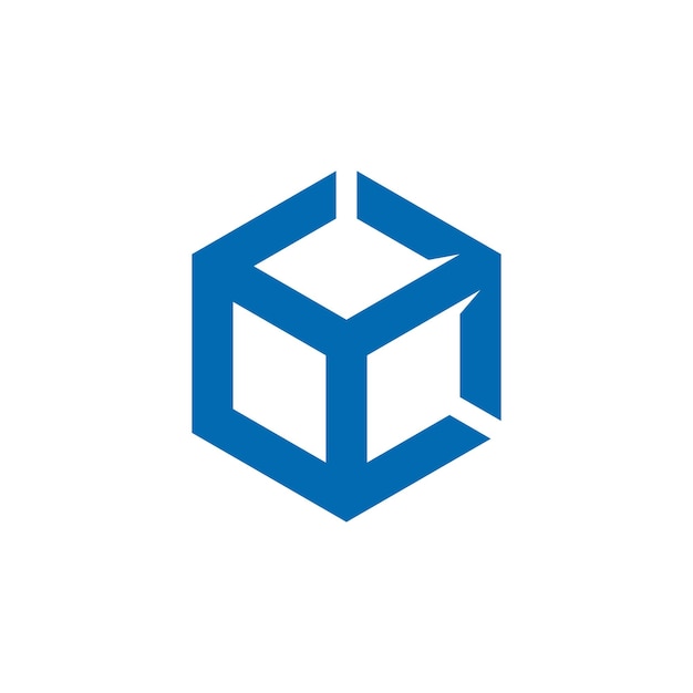 Cube-Hexagon-Logo-Design mit geometrischem Pfeilvektor
