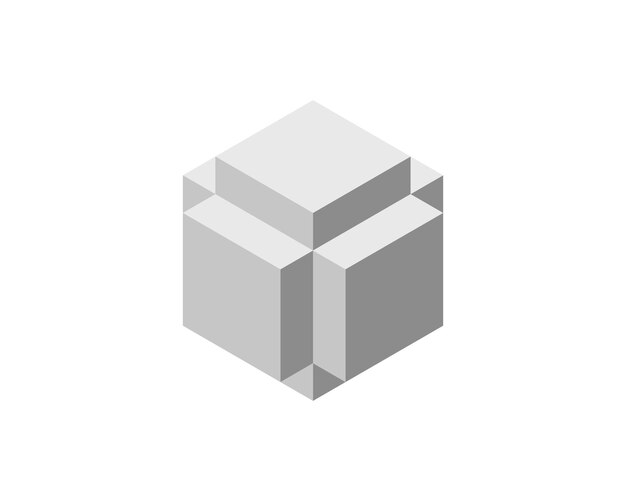 Cube-Logo geometrisches Vektordesign Box-Logo der Firma Trendy-Tech-Emblem im Pixel-Stil