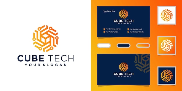 Cube tech logo, sechseck und inspiration visitenkarte