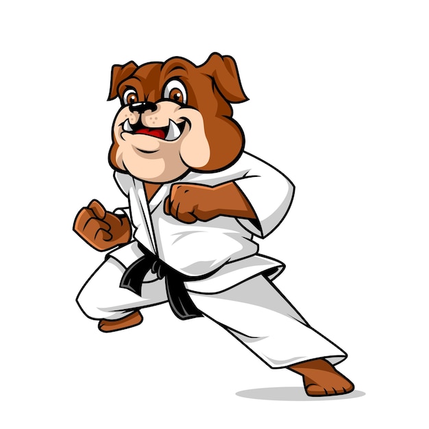 Cue bulldogge karate vektor maskottchen illustration