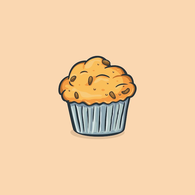 Cup cake icon isoliert vektor-illustration mit umriss cartoon einfache farbe