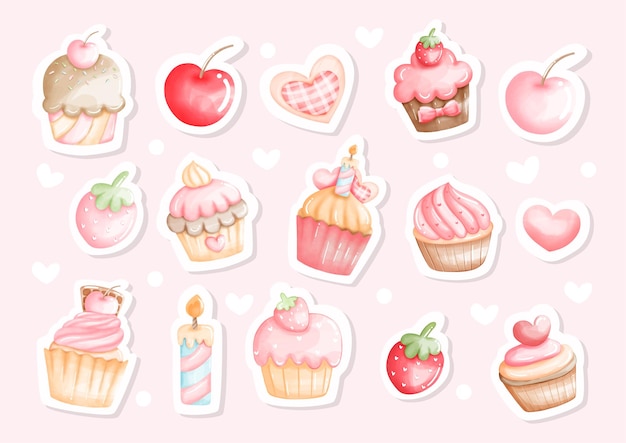 Cupcake Aquarell Aufkleber Illustration