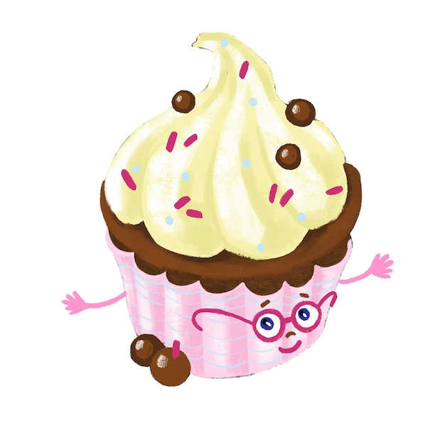 Cupcake auf weißem Hintergrund isoliert Vektor-Illustration