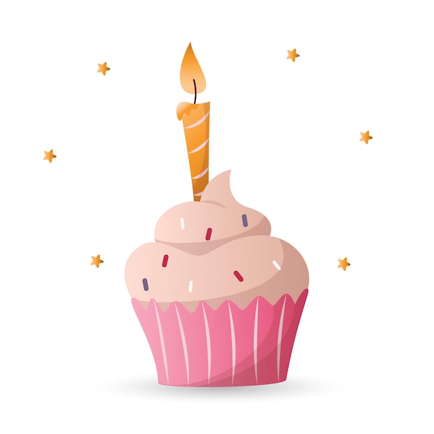 Cupcake-Farbvektorillustration, Cupcake-Dessert, Geburtstags-Cupcake
