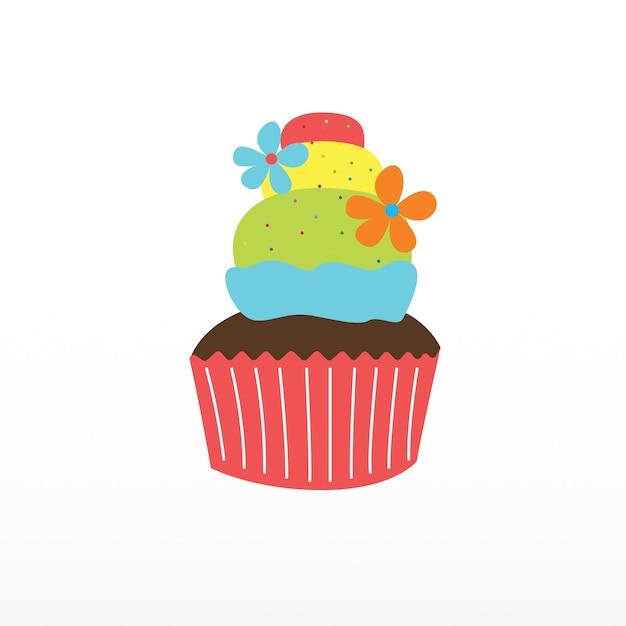 Vektor cupcake-illustration hintergrund vektor cupcake-logo geschäftsdesignkonzept