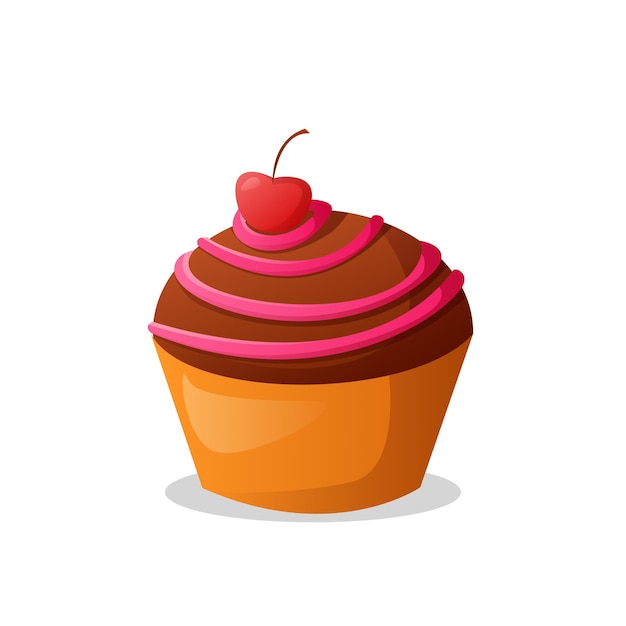 Cupcake mit einer kirsche obendrauf