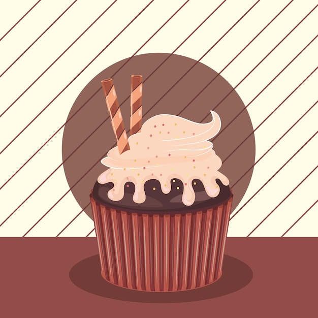 Cupcake mit geschmolzener Sahne