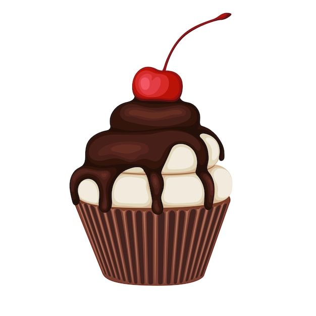 Cupcake, schokoladencreme, süße kuchen-dessert-vektor-illustration