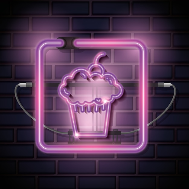 Cupcake süße neon-label