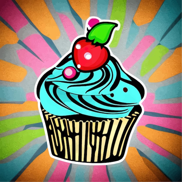 Vektor cupcake-symbolversion cupcake-vektorsymbol auf farbigem hintergrund kleiner kuchen zum servieren eines kuchens