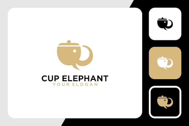 Cupelephant-logo-design oder elefant mit einer tasse