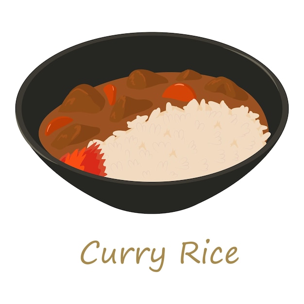 Vektor curry-rise-symbol cartoon-illustration des curry-rise-vektorsymbols für das web isoliert auf weißem hintergrund